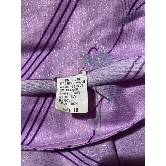 Vintage 80s Dress 1980s Purple Floral Disco Secretary Retro Cute Size Medium - Picture 5 of 5